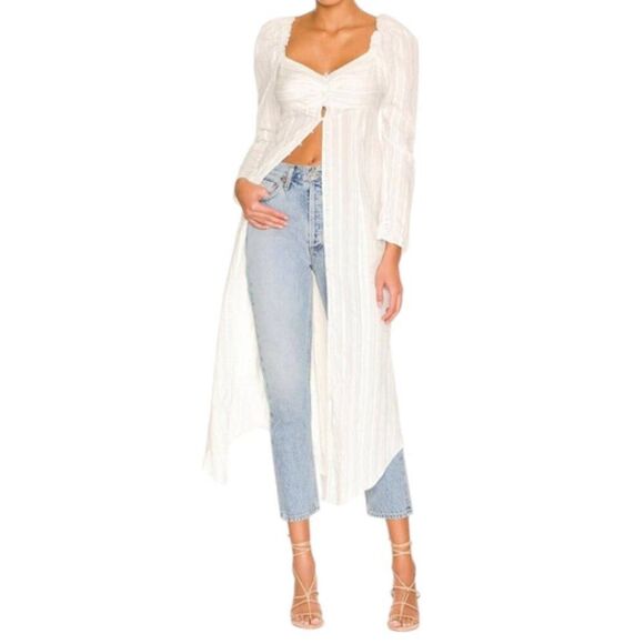 Free People Luna Maxi Top Dress White Pinstripe Size Small NWOT $155 MSRP - Picture 1 of 8